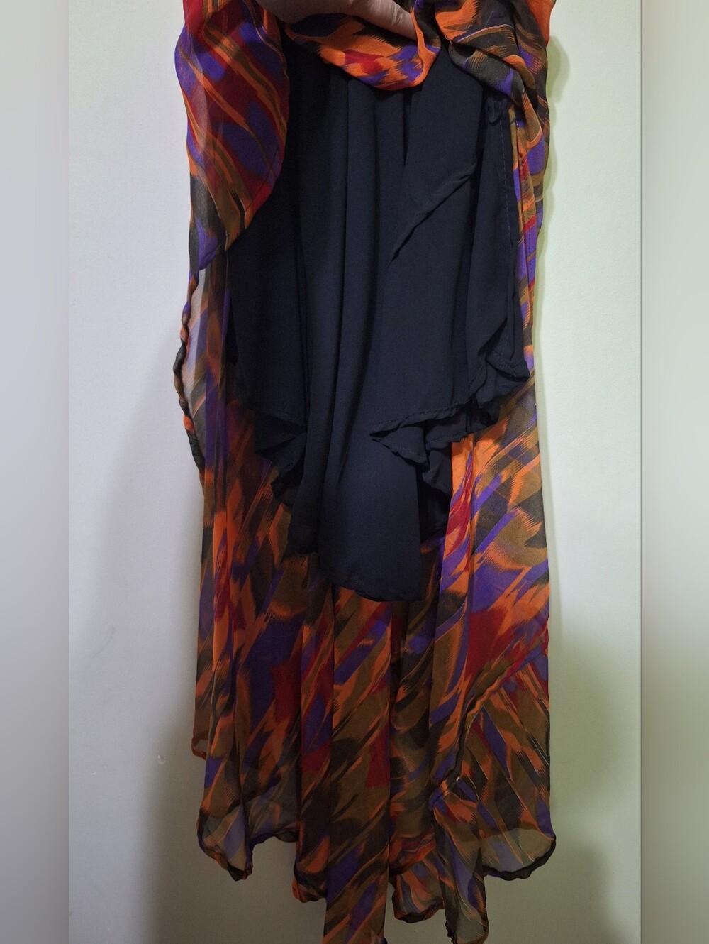 Vintage BAWA Canada Rayon Abstract Print Handkerchief Hem Maxi Dress 1X - Picture 12 of 12